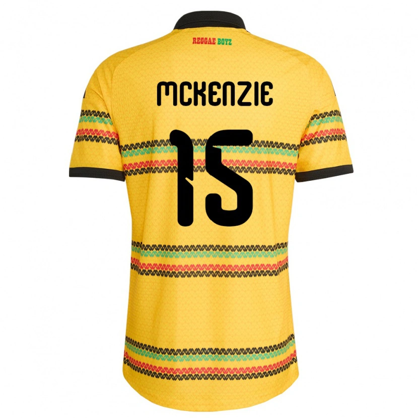 Danxen Hombre Camiseta Jamaica Rajon Mckenzie #15 Amarillo Negro Verde 1ª Equipación 26-28 La Camisa