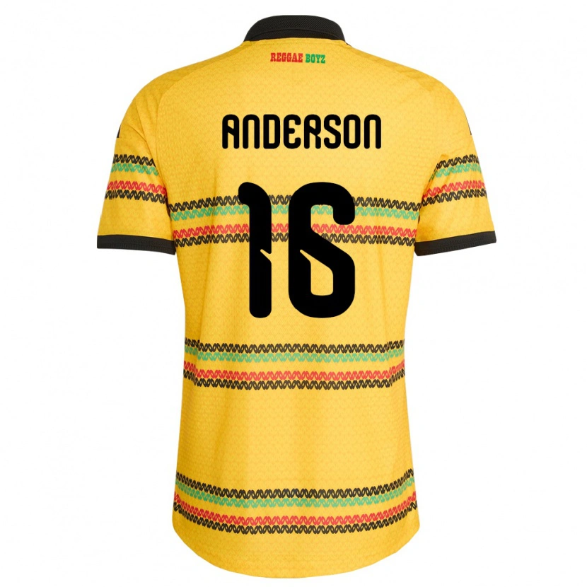 Danxen Hombre Camiseta Jamaica Karoy Anderson #16 Amarillo Negro Verde 1ª Equipación 26-28 La Camisa