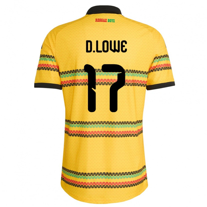 Danxen Hombre Camiseta Jamaica Damion Lowe #17 Amarillo Negro Verde 1ª Equipación 26-28 La Camisa