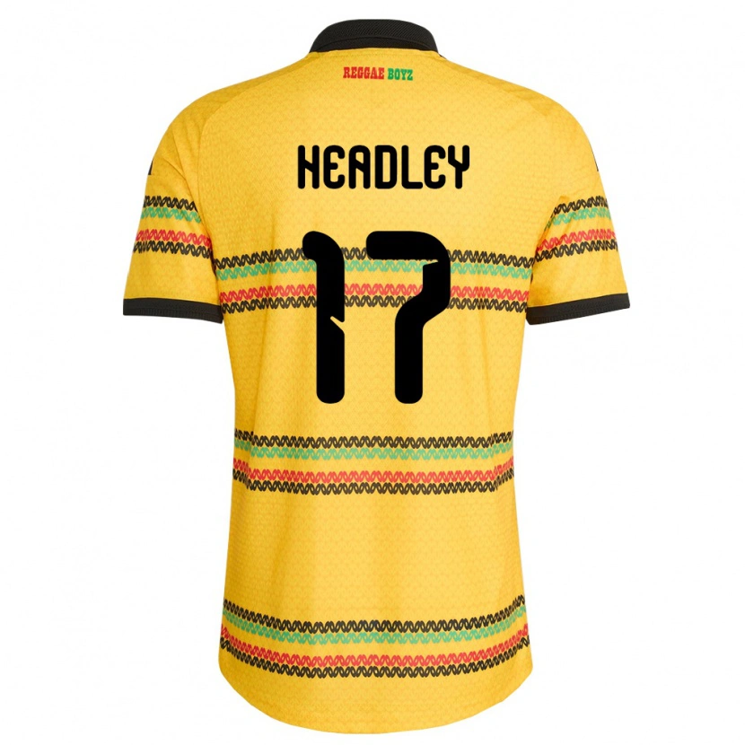 Danxen Hombre Camiseta Jamaica Santana Headley #17 Amarillo Negro Verde 1ª Equipación 26-28 La Camisa
