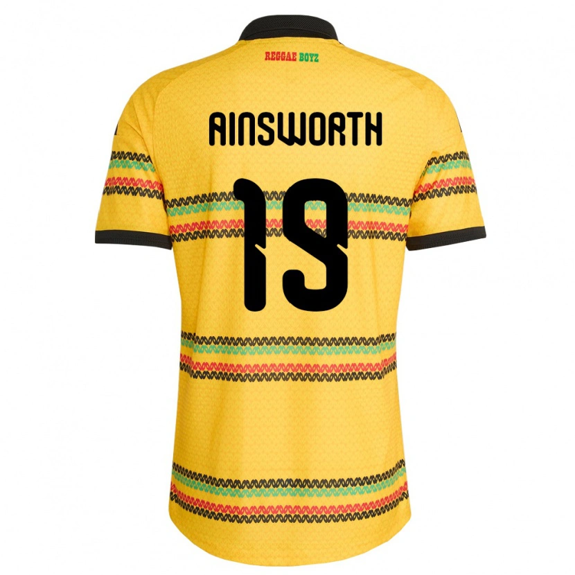 Danxen Hombre Camiseta Jamaica Christopher Ainsworth #19 Amarillo Negro Verde 1ª Equipación 26-28 La Camisa