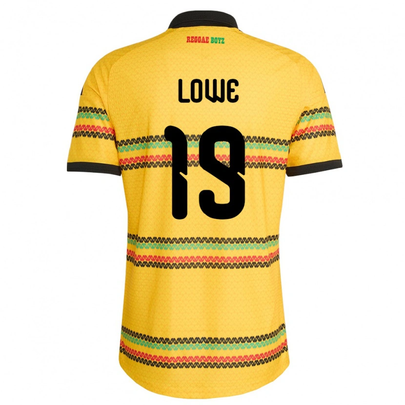 Danxen Hombre Camiseta Jamaica Jamal Lowe #19 Amarillo Negro Verde 1ª Equipación 26-28 La Camisa