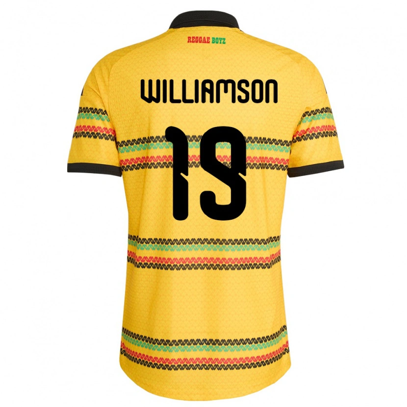 Danxen Hombre Camiseta Jamaica Kai Williamson #19 Amarillo Negro Verde 1ª Equipación 26-28 La Camisa