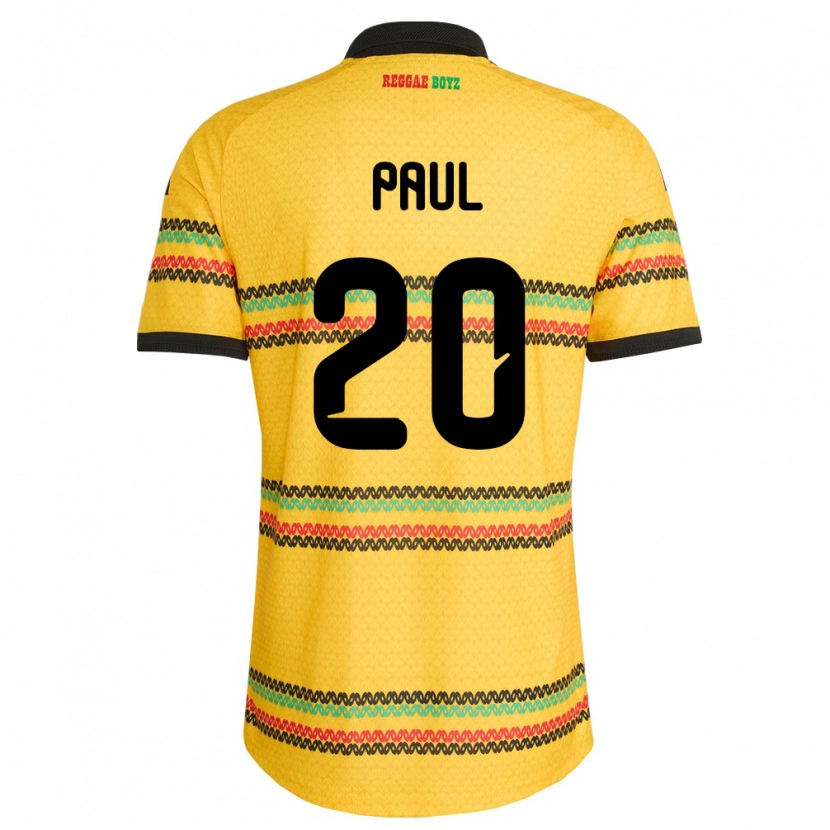 Danxen Hombre Camiseta Jamaica Lachante Paul #20 Amarillo Negro Verde 1ª Equipación 26-28 La Camisa