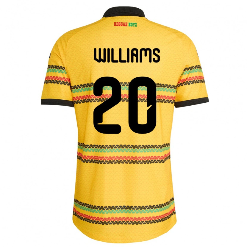 Danxen Hombre Camiseta Jamaica Victoria Williams #20 Amarillo Negro Verde 1ª Equipación 26-28 La Camisa