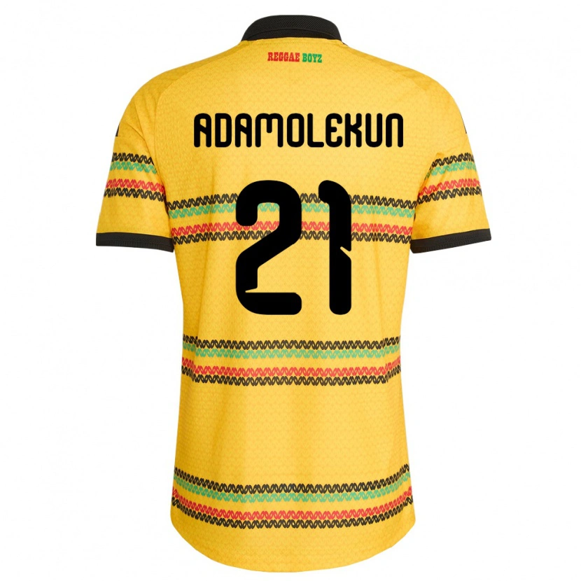Danxen Hombre Camiseta Jamaica Olufolasade Adamolekun #21 Amarillo Negro Verde 1ª Equipación 26-28 La Camisa