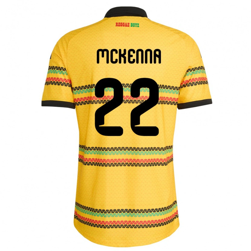 Danxen Hombre Camiseta Jamaica Kayla Mckenna #22 Amarillo Negro Verde 1ª Equipación 26-28 La Camisa