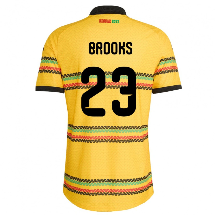Danxen Hombre Camiseta Jamaica Liya Brooks #23 Amarillo Negro Verde 1ª Equipación 26-28 La Camisa