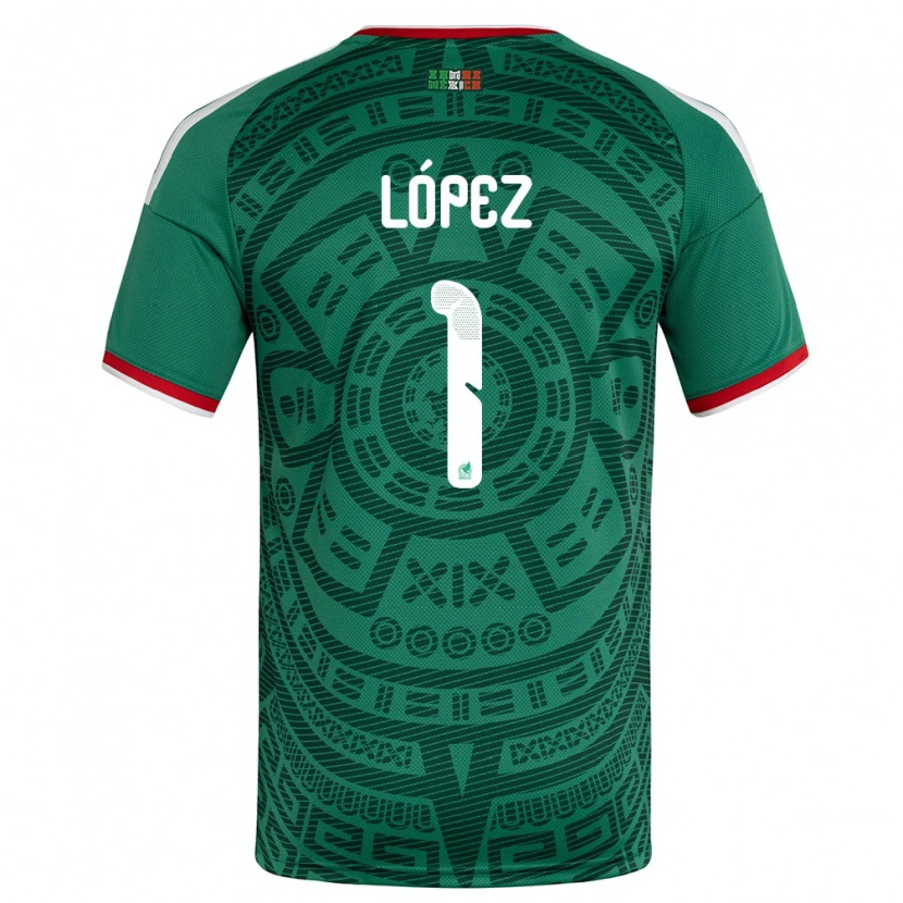 Danxen Hombre Camiseta México Santiago López #1 Verde Blanco Rojo 1ª Equipación 26-28 La Camisa