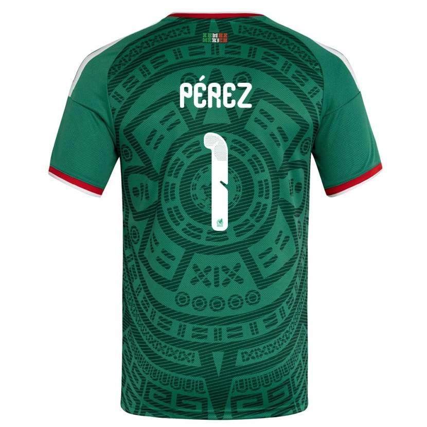 Danxen Hombre Camiseta México Emiliano Perez #1 Verde Blanco Rojo 1ª Equipación 26-28 La Camisa