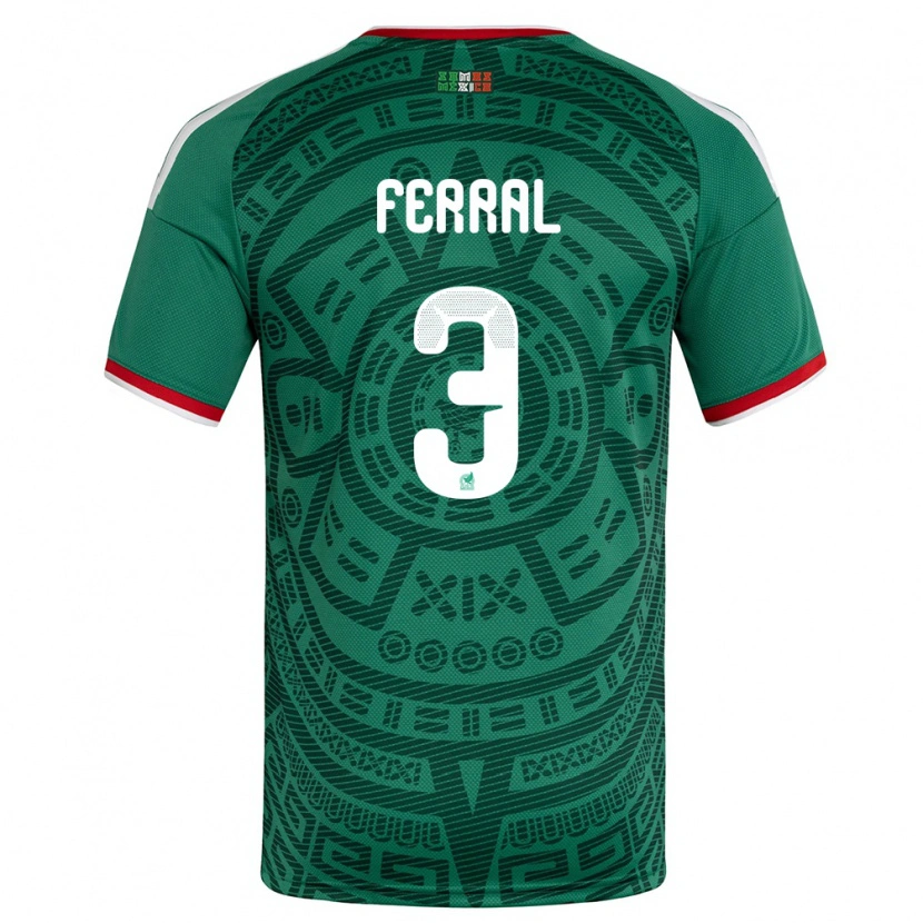 Danxen Hombre Camiseta México Cristina Ferral #3 Verde Blanco Rojo 1ª Equipación 26-28 La Camisa