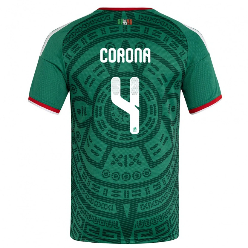 Danxen Hombre Camiseta México Michael Corona #4 Verde Blanco Rojo 1ª Equipación 26-28 La Camisa