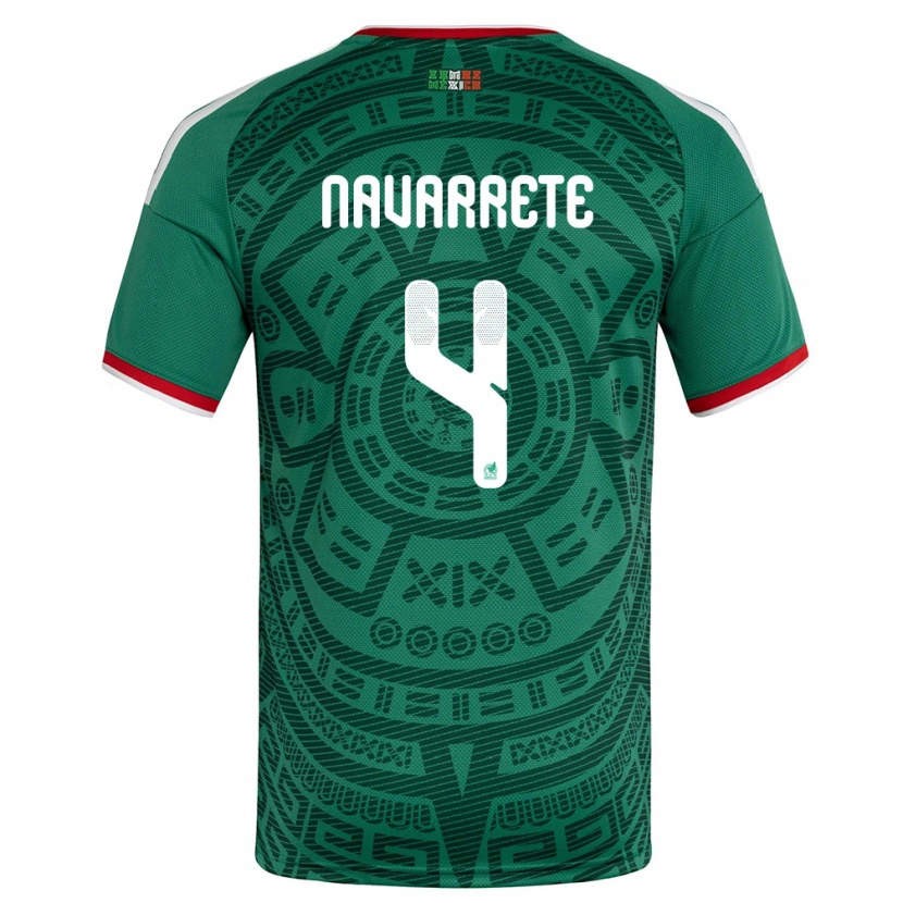 Danxen Hombre Camiseta México Luis Navarrete #4 Verde Blanco Rojo 1ª Equipación 26-28 La Camisa