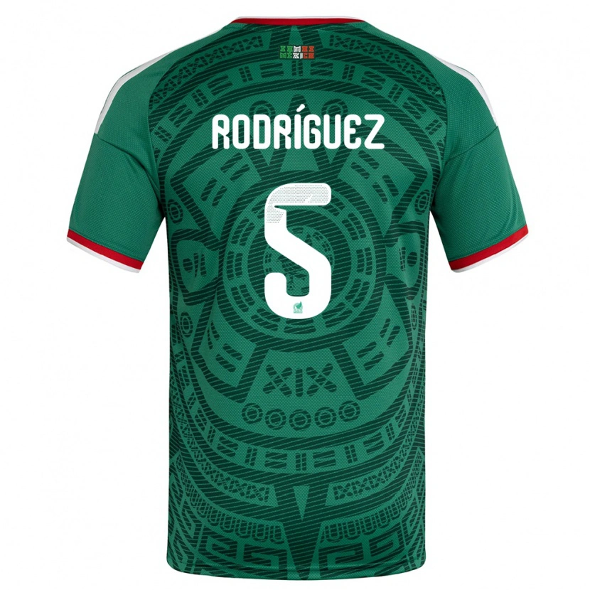 Danxen Hombre Camiseta México Jorge Rodríguez #5 Verde Blanco Rojo 1ª Equipación 26-28 La Camisa