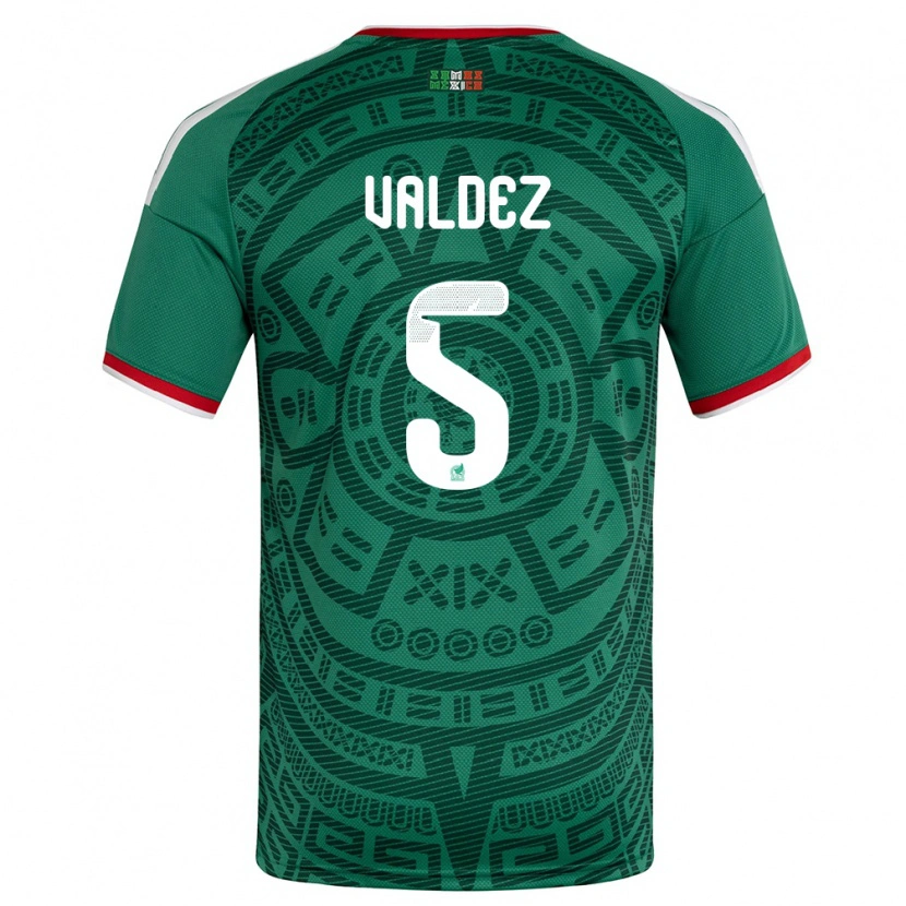 Danxen Hombre Camiseta México Adonai Valdez #5 Verde Blanco Rojo 1ª Equipación 26-28 La Camisa