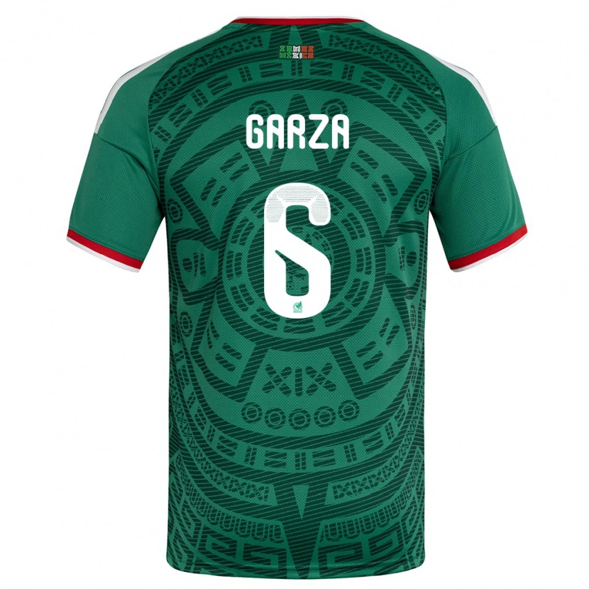 Danxen Hombre Camiseta México César Garza #6 Verde Blanco Rojo 1ª Equipación 26-28 La Camisa