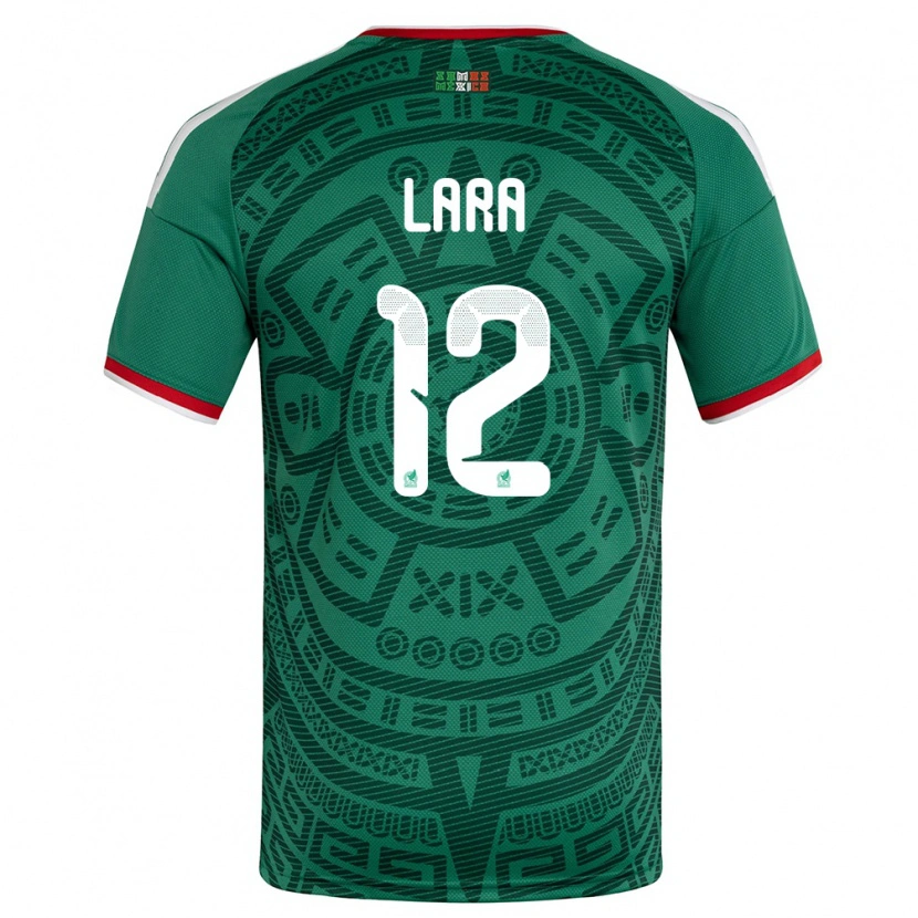 Danxen Hombre Camiseta México Pablo Lara #12 Verde Blanco Rojo 1ª Equipación 26-28 La Camisa
