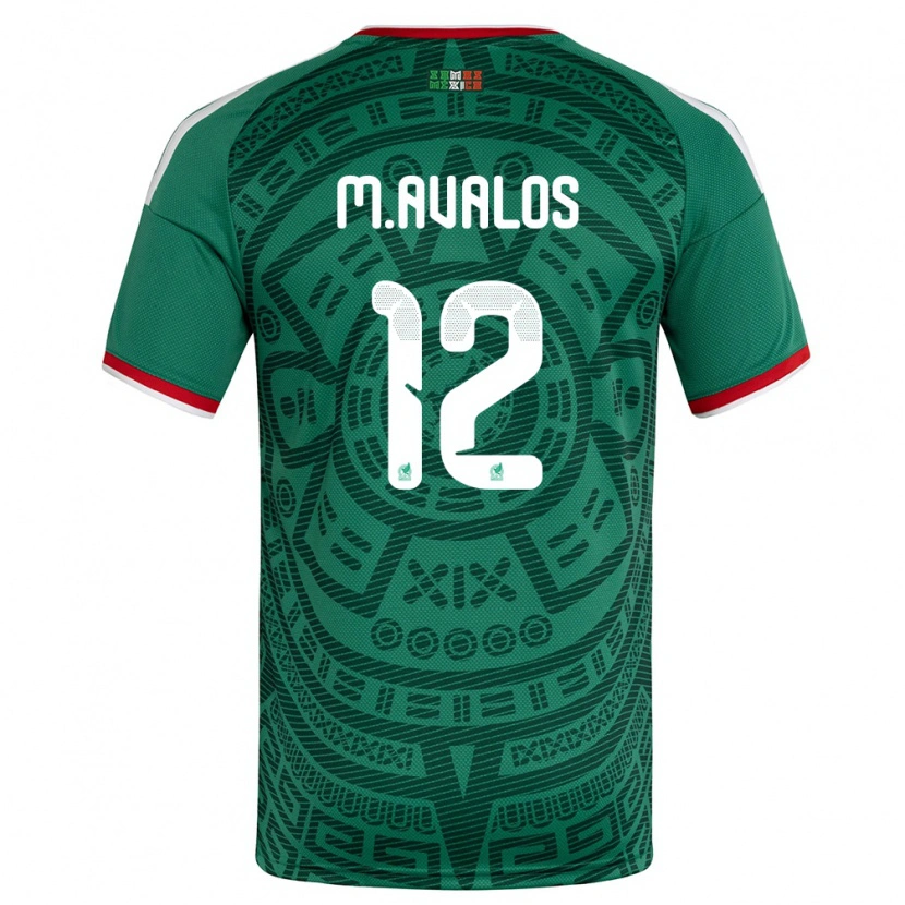 Danxen Hombre Camiseta México Marcelo Ávalos #12 Verde Blanco Rojo 1ª Equipación 26-28 La Camisa