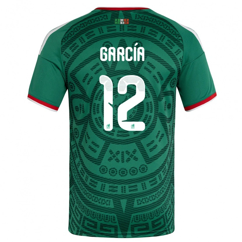 Danxen Hombre Camiseta México Eduardo Garcia #12 Verde Blanco Rojo 1ª Equipación 26-28 La Camisa