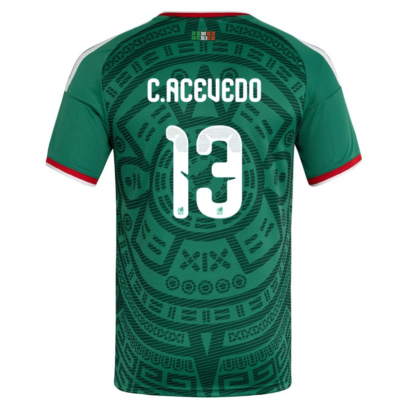 Danxen Hombre Camiseta México Carlos Acevedo #13 Verde Blanco Rojo 1ª Equipación 26-28 La Camisa