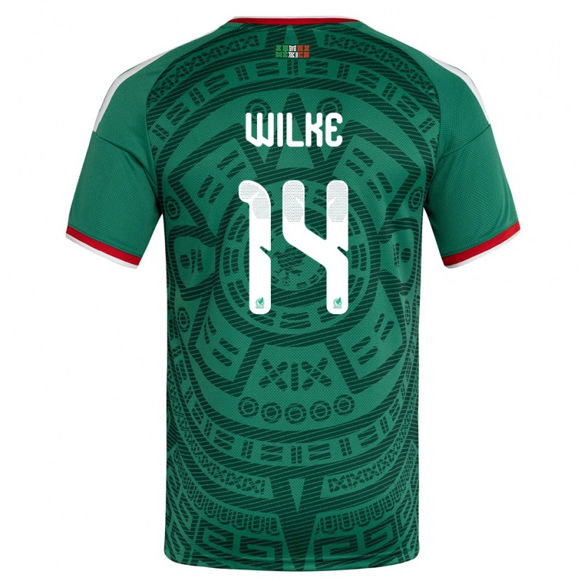 Danxen Hombre Camiseta México Teun Wilke #14 Verde Blanco Rojo 1ª Equipación 26-28 La Camisa
