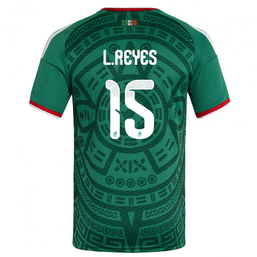 Danxen Hombre Camiseta México Israel Reyes #15 Verde Blanco Rojo 1ª Equipación 26-28 La Camisa
