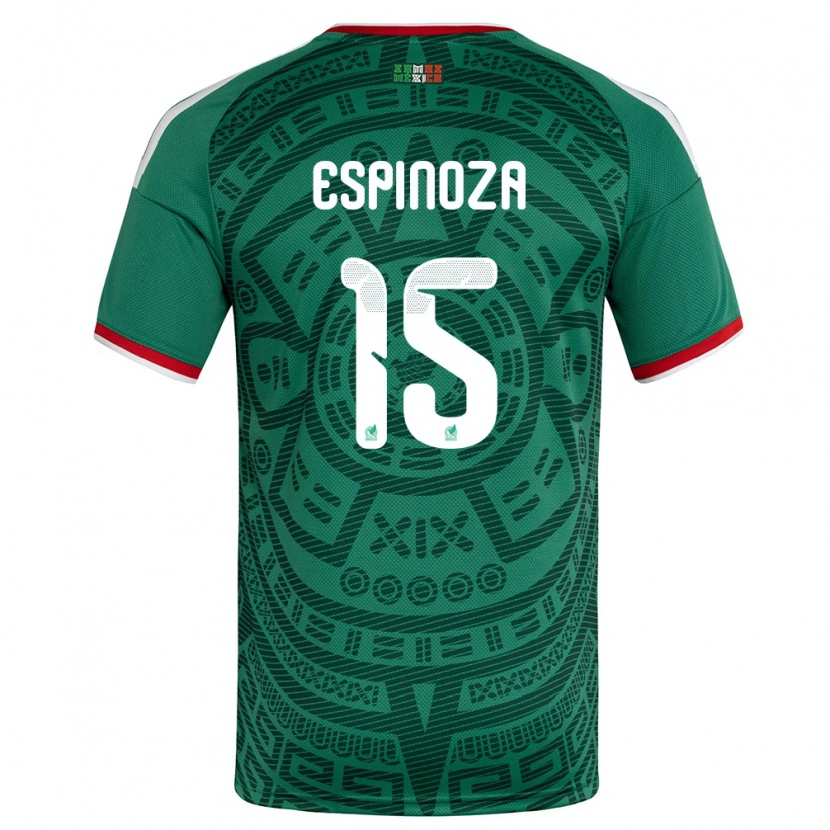 Danxen Hombre Camiseta México Greta Espinoza #15 Verde Blanco Rojo 1ª Equipación 26-28 La Camisa
