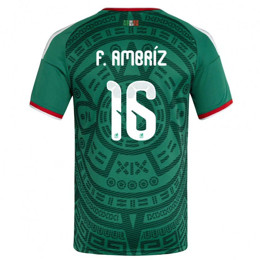 Danxen Hombre Camiseta México Fidel Ambríz #16 Verde Blanco Rojo 1ª Equipación 26-28 La Camisa