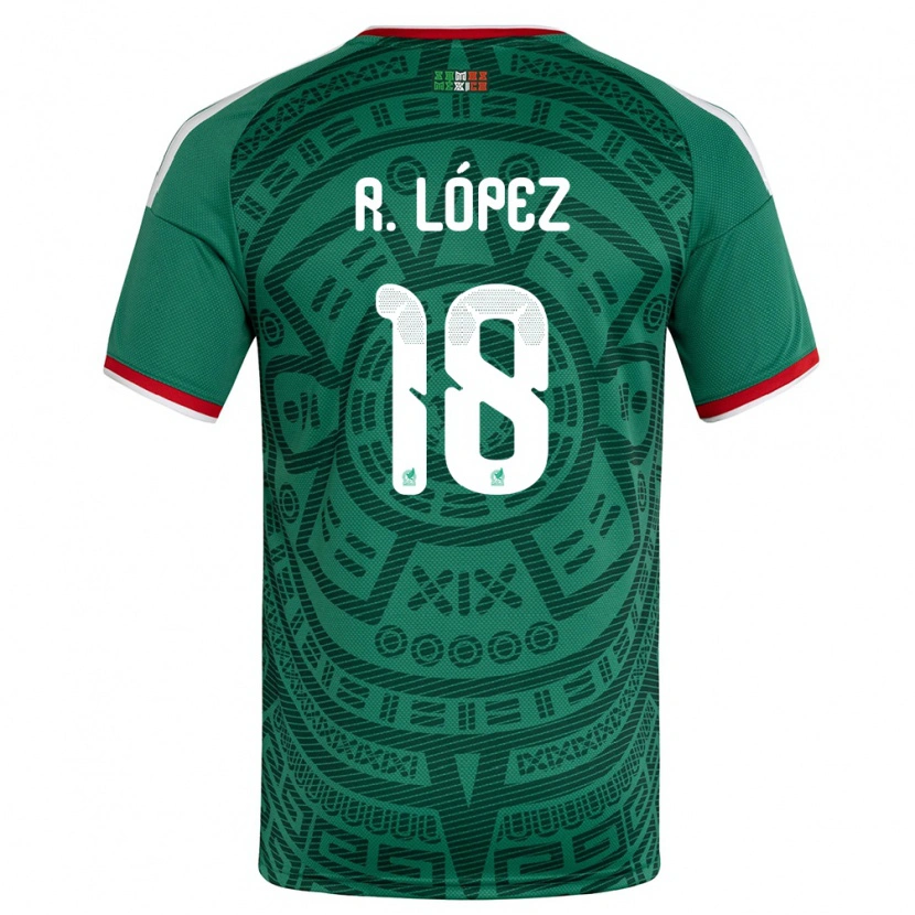 Danxen Hombre Camiseta México Rodrigo López #18 Verde Blanco Rojo 1ª Equipación 26-28 La Camisa