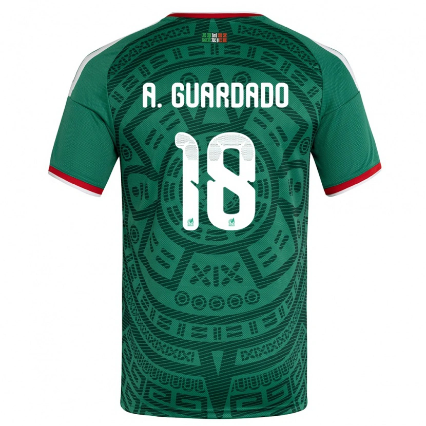Danxen Hombre Camiseta México Andres Guardado #18 Verde Blanco Rojo 1ª Equipación 26-28 La Camisa