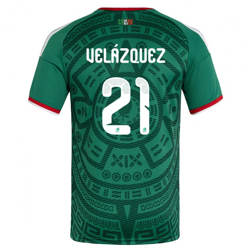 Danxen Hombre Camiseta México Matías Velázquez #21 Verde Blanco Rojo 1ª Equipación 26-28 La Camisa