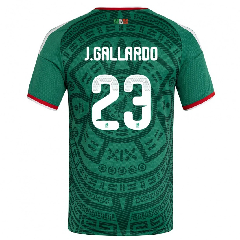 Danxen Hombre Camiseta México Jesús Gallardo #23 Verde Blanco Rojo 1ª Equipación 26-28 La Camisa