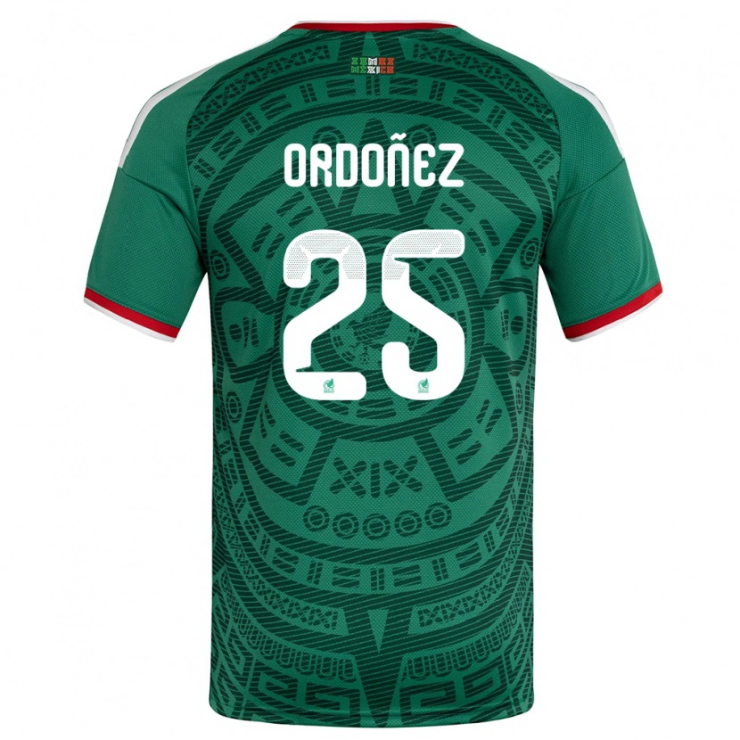 Danxen Hombre Camiseta México Diana Ordonez #25 Verde Blanco Rojo 1ª Equipación 26-28 La Camisa