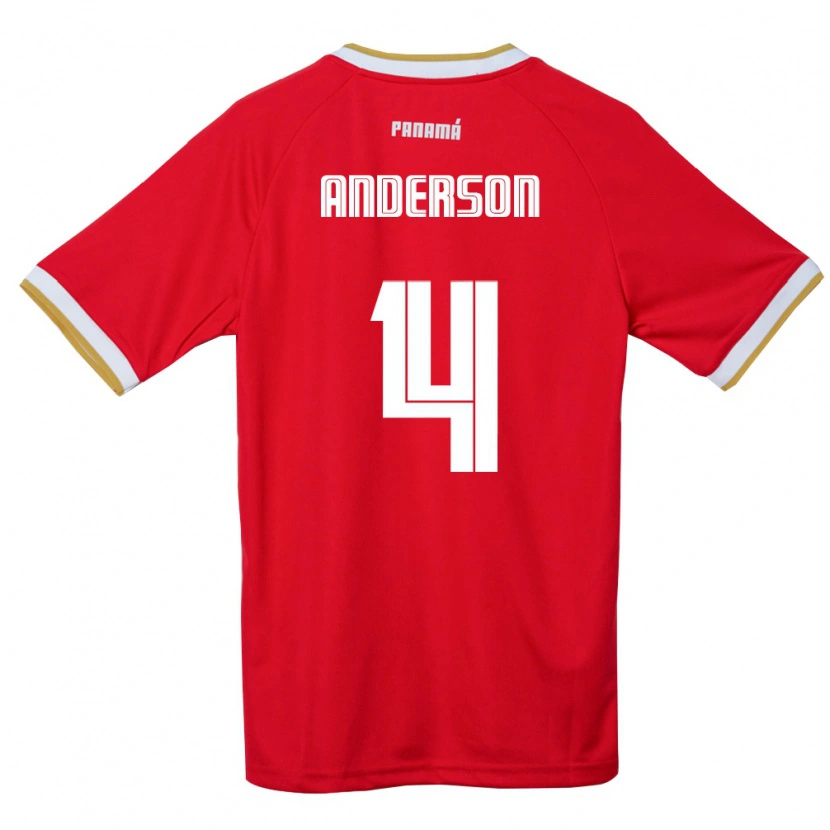 Danxen Hombre Camiseta Panamá Eduardo Anderson #4 Rojo Marrón Blanco 1ª Equipación 26-28 La Camisa