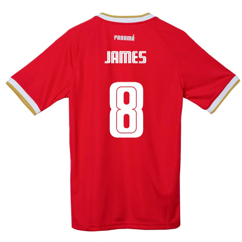 Danxen Hombre Camiseta Panamá Ángel James #8 Rojo Marrón Blanco 1ª Equipación 26-28 La Camisa