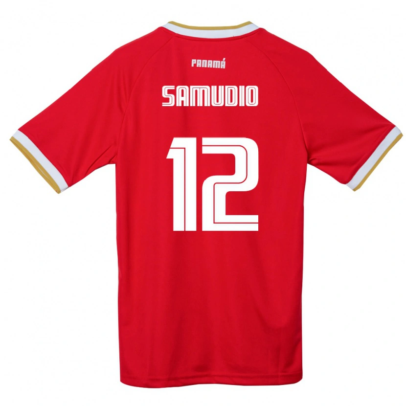 Danxen Hombre Camiseta Panamá César Samudio #12 Rojo Marrón Blanco 1ª Equipación 26-28 La Camisa