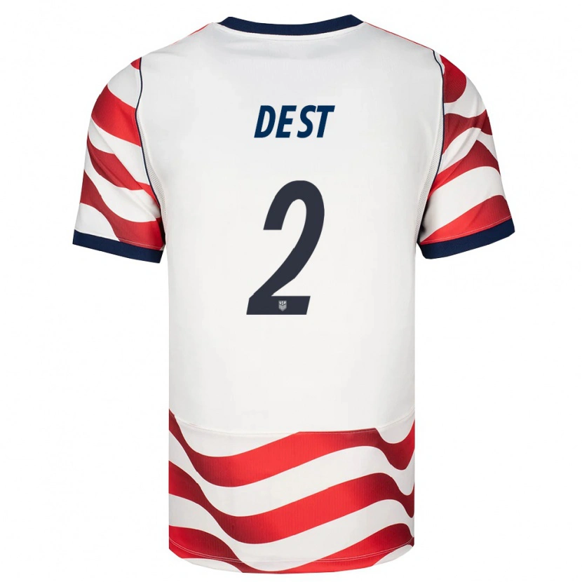 Danxen Hombre Camiseta Estados Unidos Sergiño Dest #2 Rojo Blanco Negro 1ª Equipación 26-28 La Camisa