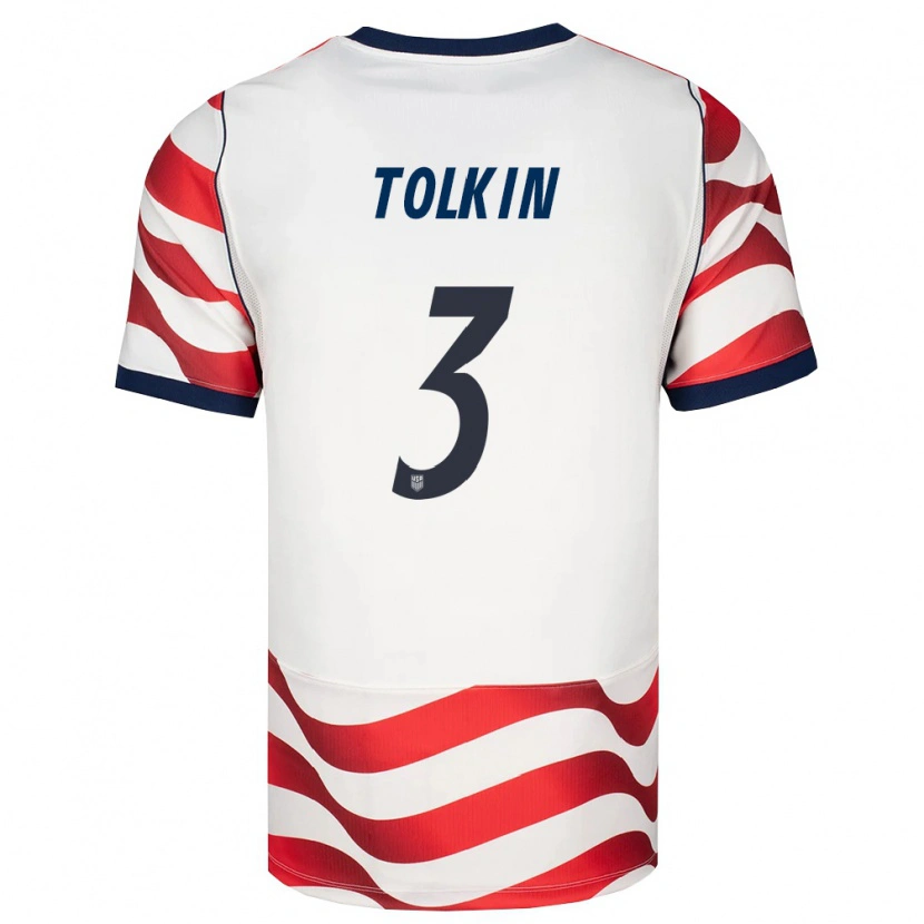 Danxen Hombre Camiseta Estados Unidos John Tolkin #3 Rojo Blanco Negro 1ª Equipación 26-28 La Camisa
