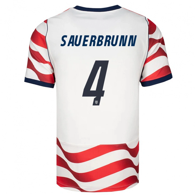 Danxen Hombre Camiseta Estados Unidos Becky Sauerbrunn #4 Rojo Blanco Negro 1ª Equipación 26-28 La Camisa