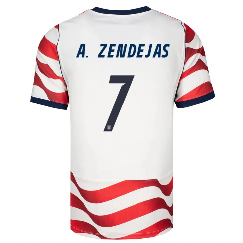 Danxen Hombre Camiseta Estados Unidos Álex Zendejas #7 Rojo Blanco Negro 1ª Equipación 26-28 La Camisa