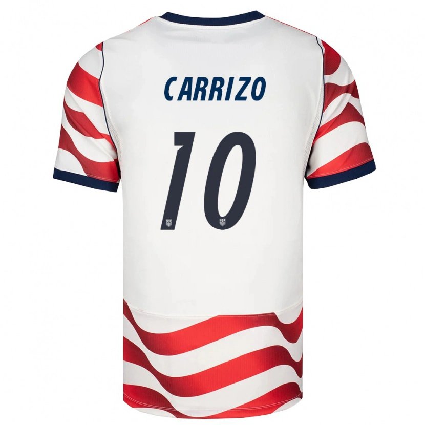 Danxen Hombre Camiseta Estados Unidos Máximo Carrizo #10 Rojo Blanco Negro 1ª Equipación 26-28 La Camisa