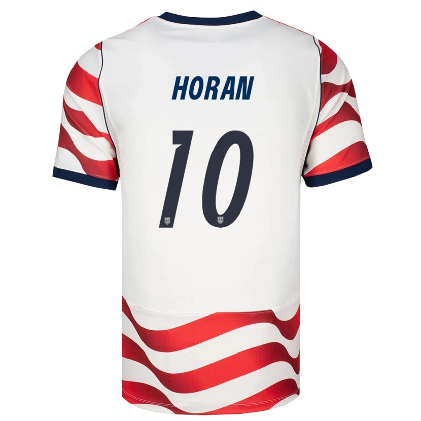 Danxen Hombre Camiseta Estados Unidos Lindsey Horan #10 Rojo Blanco Negro 1ª Equipación 26-28 La Camisa