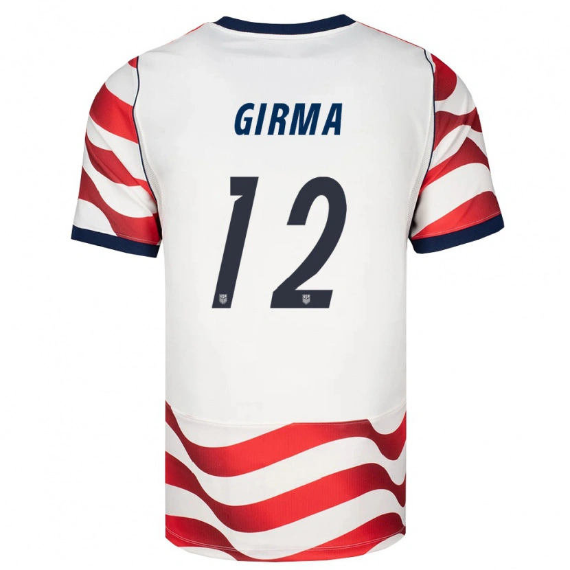 Danxen Hombre Camiseta Estados Unidos Naomi Girma #12 Rojo Blanco Negro 1ª Equipación 26-28 La Camisa