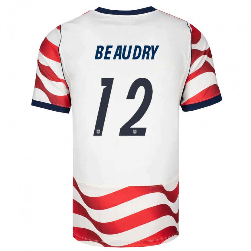 Danxen Hombre Camiseta Estados Unidos Adam Beaudry #12 Rojo Blanco Negro 1ª Equipación 26-28 La Camisa