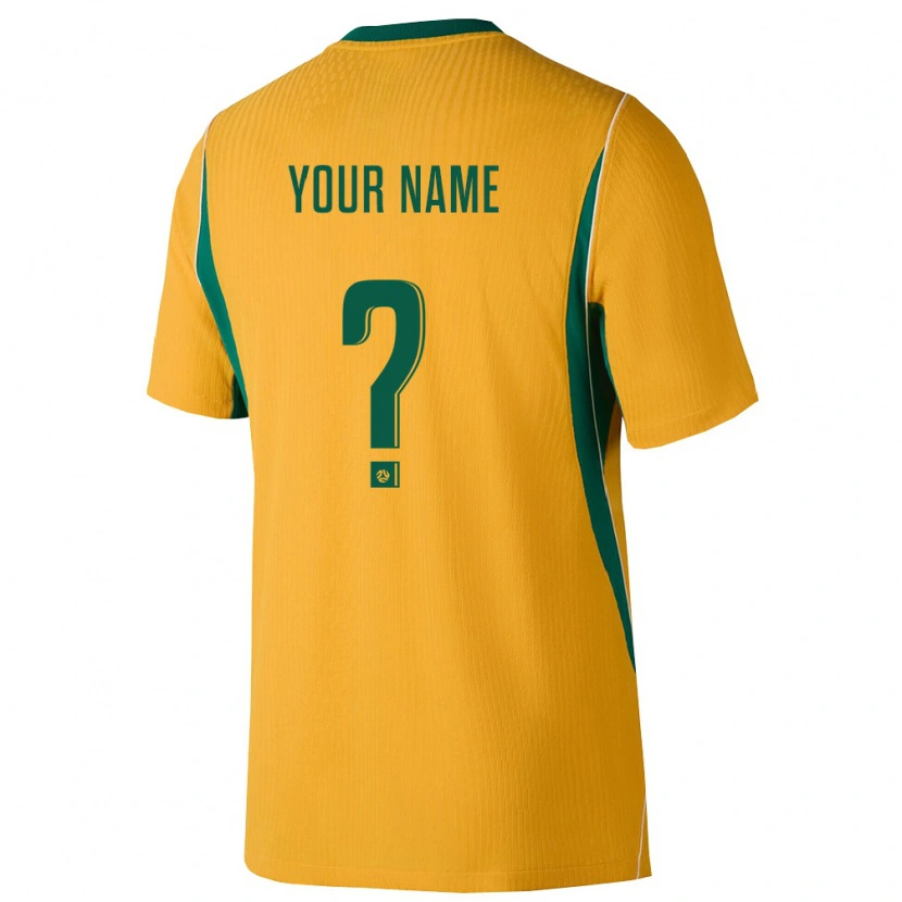 Danxen Hombre Camiseta Australia Su Nombre #0 Amarillo Verde 1ª Equipación 26-28 La Camisa