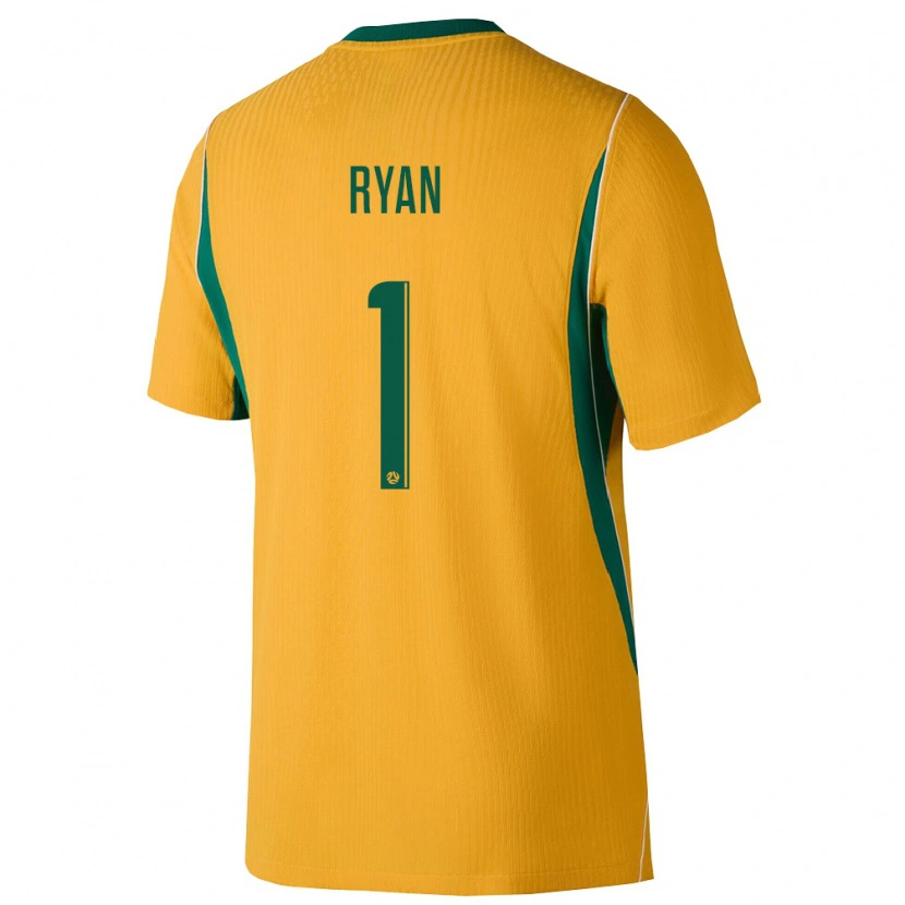 Danxen Hombre Camiseta Australia Mathew Ryan #1 Amarillo Verde 1ª Equipación 26-28 La Camisa