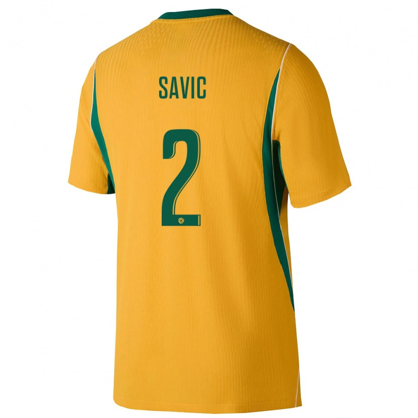 Danxen Hombre Camiseta Australia Marcus Savic #2 Amarillo Verde 1ª Equipación 26-28 La Camisa