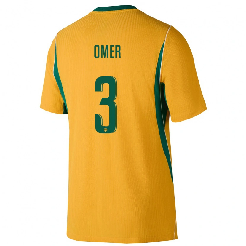 Danxen Hombre Camiseta Australia Abdurahman Omer #3 Amarillo Verde 1ª Equipación 26-28 La Camisa