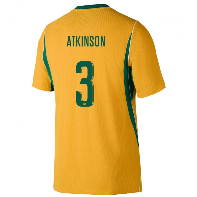 Danxen Hombre Camiseta Australia Nathaniel Atkinson #3 Amarillo Verde 1ª Equipación 26-28 La Camisa