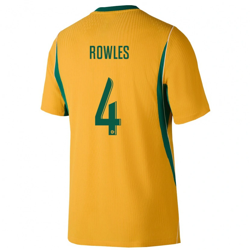Danxen Hombre Camiseta Australia Kye Rowles #4 Amarillo Verde 1ª Equipación 26-28 La Camisa